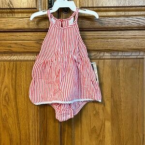Red and white baby girl romper NWT